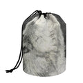 Monochrome Howling Wolf Print Drawstring Makeup Bag