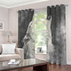 Monochrome Howling Wolf Print Extra Wide Grommet Curtains