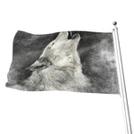 Monochrome Howling Wolf Print Flag