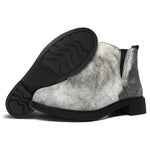 Monochrome Howling Wolf Print Flat Ankle Boots