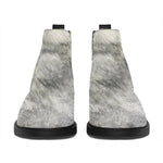 Monochrome Howling Wolf Print Flat Ankle Boots