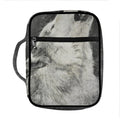 Monochrome Howling Wolf Print Front Pocket Bible Bag