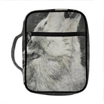 Monochrome Howling Wolf Print Front Pocket Bible Bag