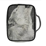 Monochrome Howling Wolf Print Front Pocket Bible Bag