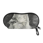 Monochrome Howling Wolf Print Glasses Case
