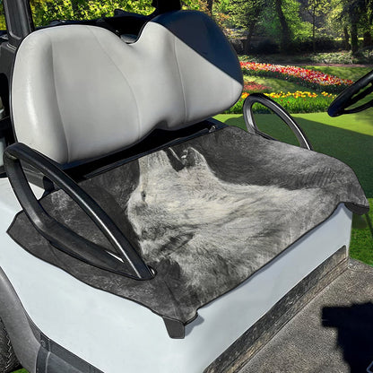 Monochrome Howling Wolf Print Golf Cart Seat Cover