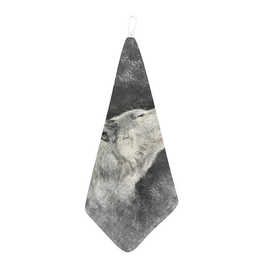 Monochrome Howling Wolf Print Hand Towel