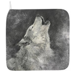 Monochrome Howling Wolf Print Hand Towel