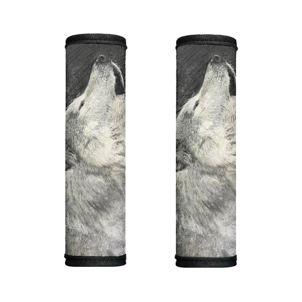 Monochrome Howling Wolf Print Handle Covers