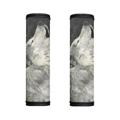 Monochrome Howling Wolf Print Handle Covers