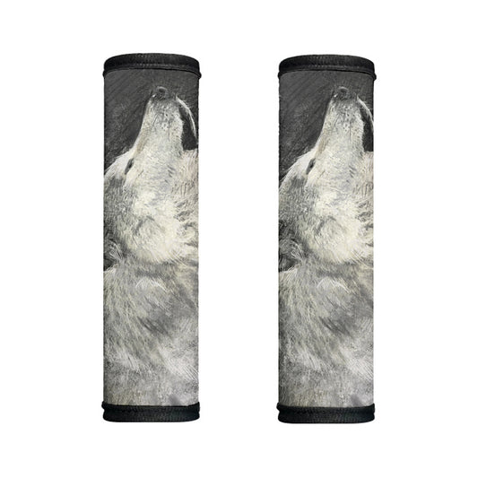 Monochrome Howling Wolf Print Handle Covers