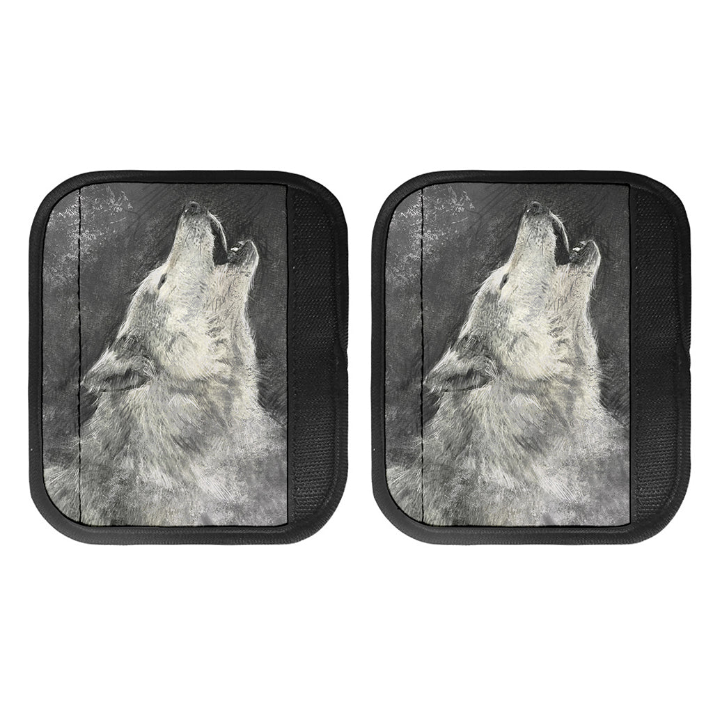 Monochrome Howling Wolf Print Handle Covers