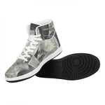 Monochrome Howling Wolf Print High Top Leather Sneakers