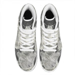 Monochrome Howling Wolf Print High Top Leather Sneakers