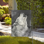 Monochrome Howling Wolf Print House Flag