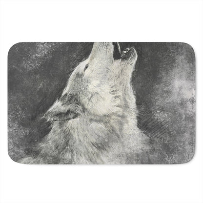 Monochrome Howling Wolf Print Indoor Door Mat