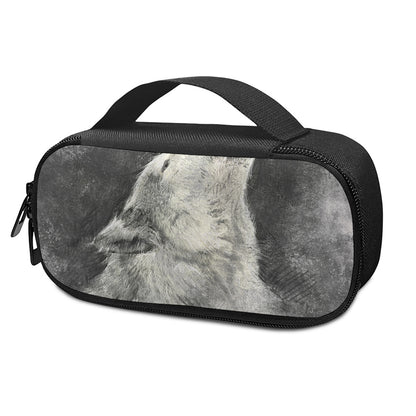 Monochrome Howling Wolf Print Insulin Cooler Travel Case