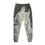 Monochrome Howling Wolf Print Jogger Pants