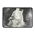 Monochrome Howling Wolf Print Kitchen Mat