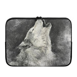 Monochrome Howling Wolf Print Laptop Sleeve