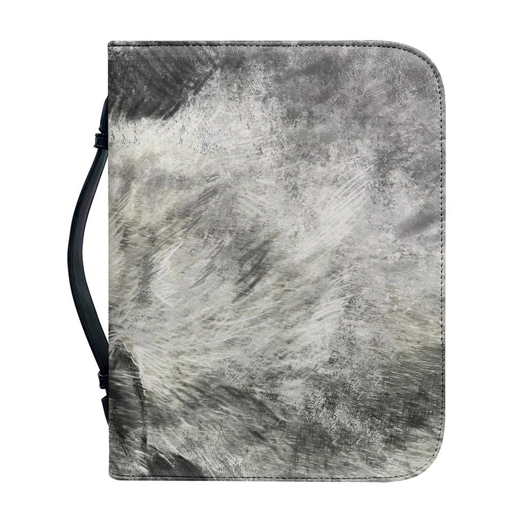 Monochrome Howling Wolf Print Leather Bible Cover