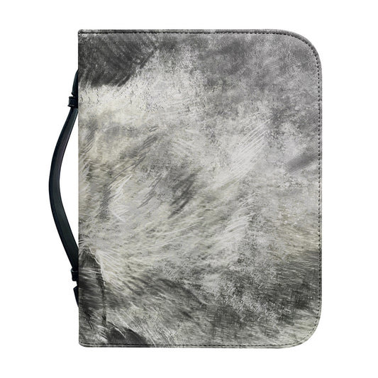 Monochrome Howling Wolf Print Leather Bible Cover
