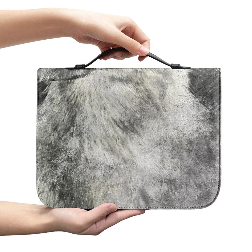 Monochrome Howling Wolf Print Leather Bible Cover