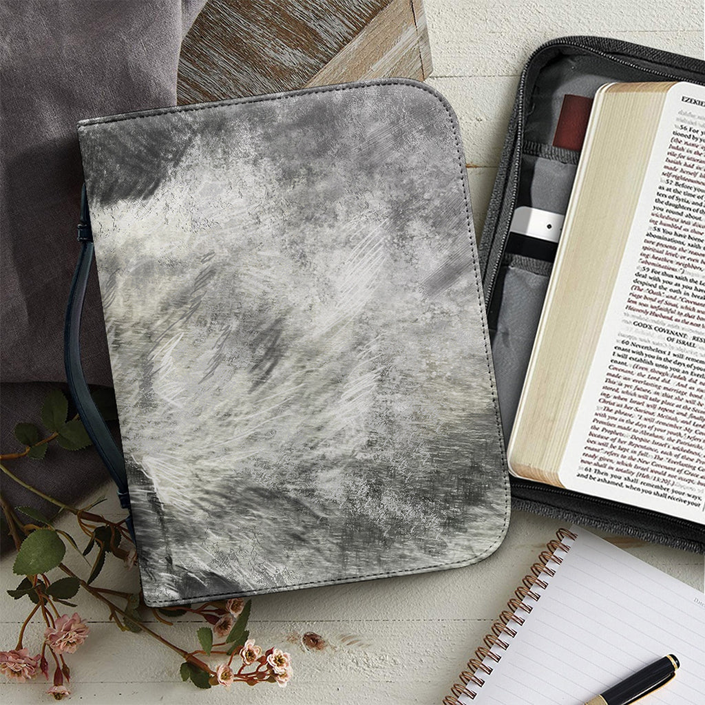 Monochrome Howling Wolf Print Leather Bible Cover