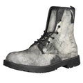 Monochrome Howling Wolf Print Lace-Up Boots
