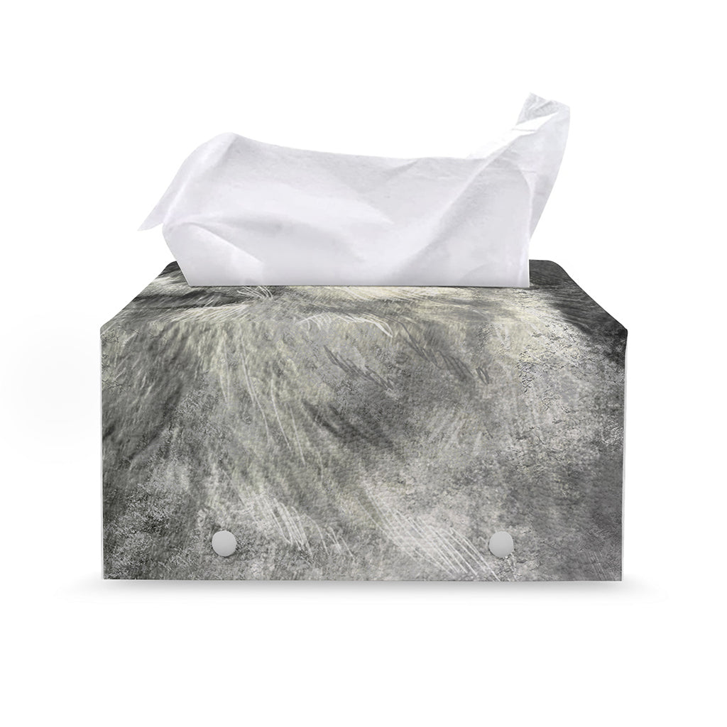 Monochrome Howling Wolf Print Leather Tissue Box Cover