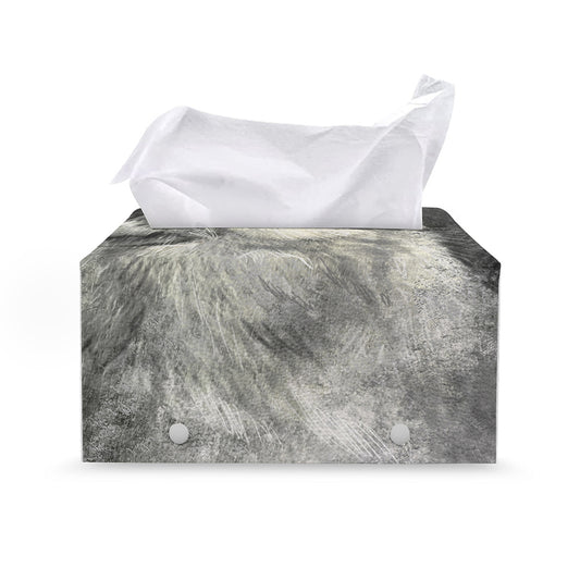 Monochrome Howling Wolf Print Leather Tissue Box Cover