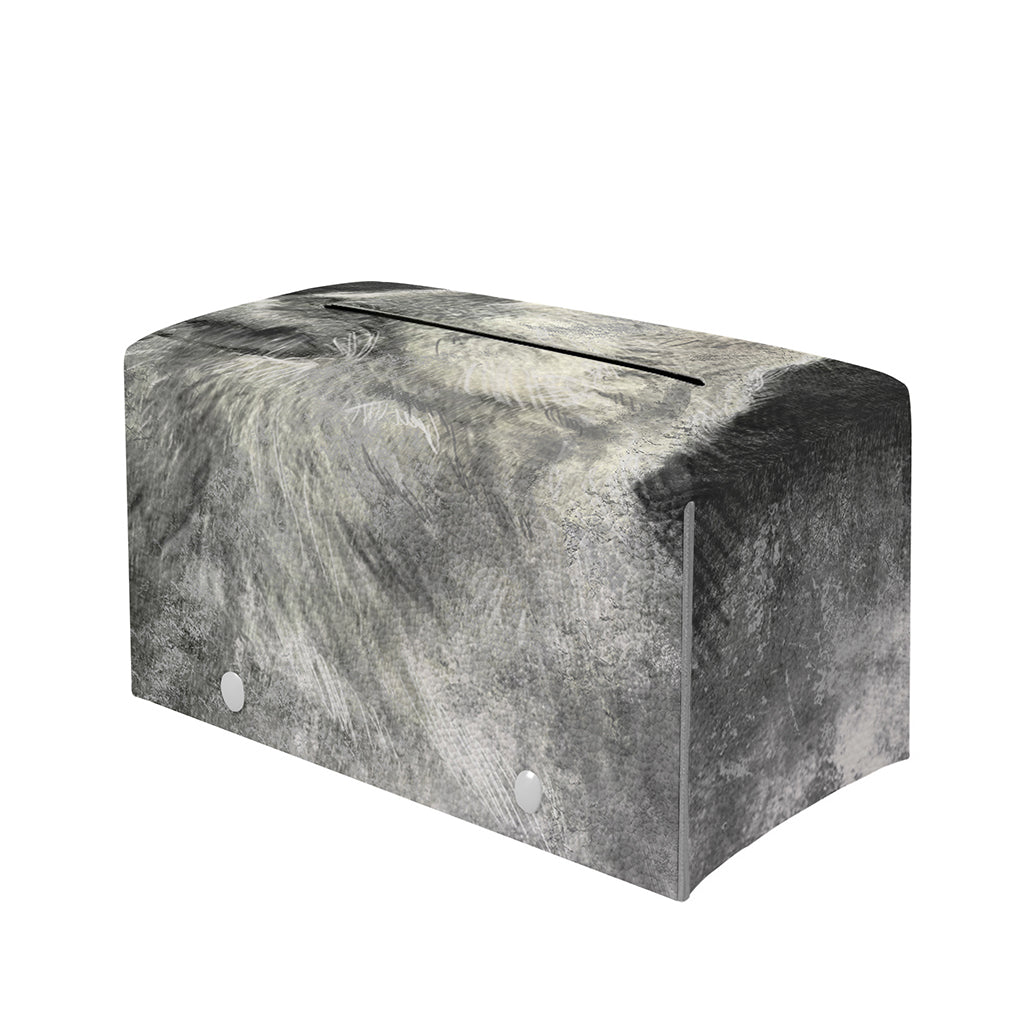 Monochrome Howling Wolf Print Leather Tissue Box Cover