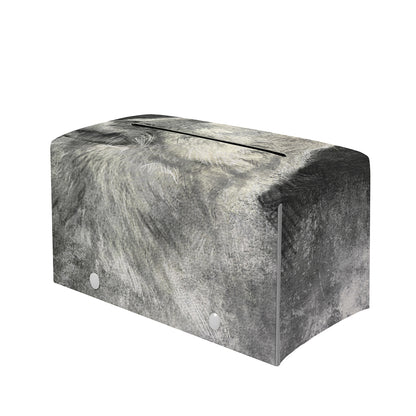 Monochrome Howling Wolf Print Leather Tissue Box Cover