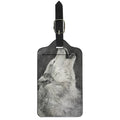 Monochrome Howling Wolf Print Luggage Tag