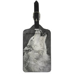Monochrome Howling Wolf Print Luggage Tag
