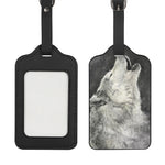 Monochrome Howling Wolf Print Luggage Tag