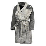 Monochrome Howling Wolf Print Men's Bathrobe