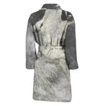 Monochrome Howling Wolf Print Men's Bathrobe