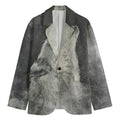 Monochrome Howling Wolf Print Men's Blazer