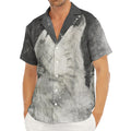 Monochrome Howling Wolf Print Men's Deep V-Neck Shirt
