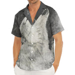 Monochrome Howling Wolf Print Men's Deep V-Neck Shirt