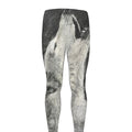 Monochrome Howling Wolf Print Men's Leggings