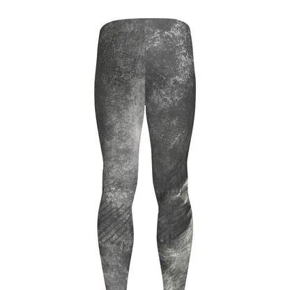 Monochrome Howling Wolf Print Men's leggings