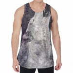 Monochrome Howling Wolf Print Men's Velvet Tank Top