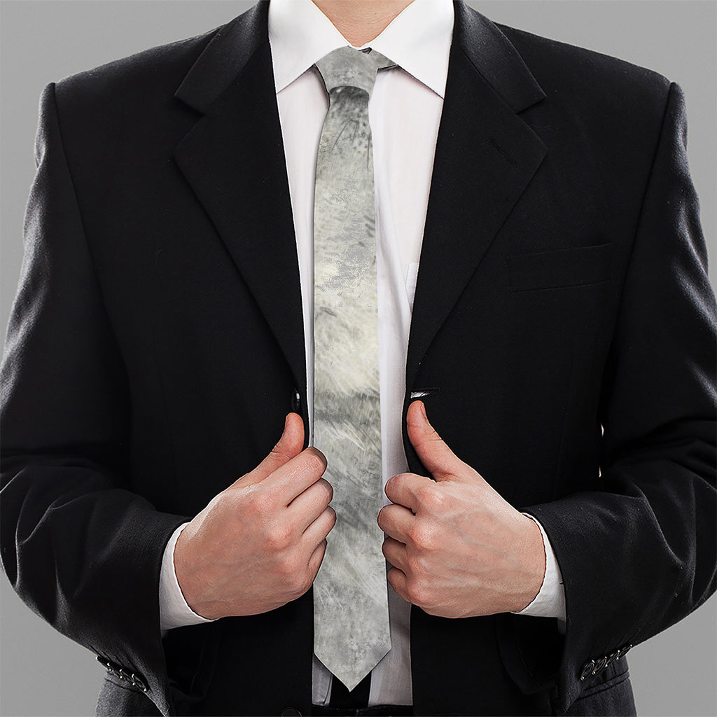 Monochrome Howling Wolf Print Necktie