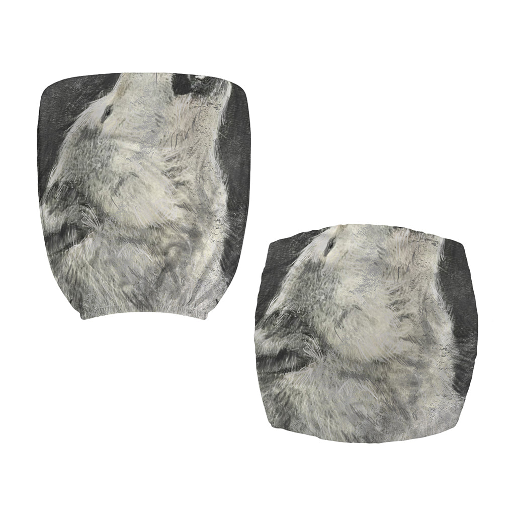 Monochrome Howling Wolf Print Office Chair Cover