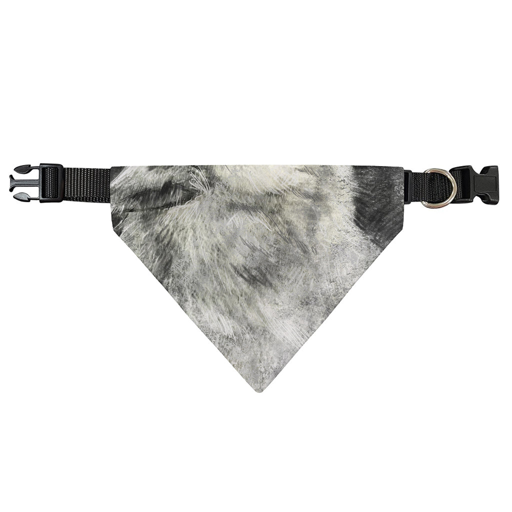 Monochrome Howling Wolf Print Over The Collar Dog Bandana