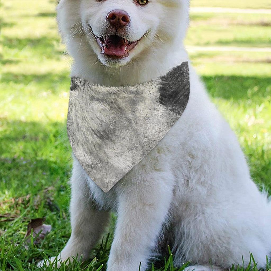 Monochrome Howling Wolf Print Over The Collar Dog Bandana
