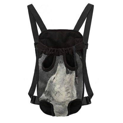 Monochrome Howling Wolf Print Pet Carrier Backpack