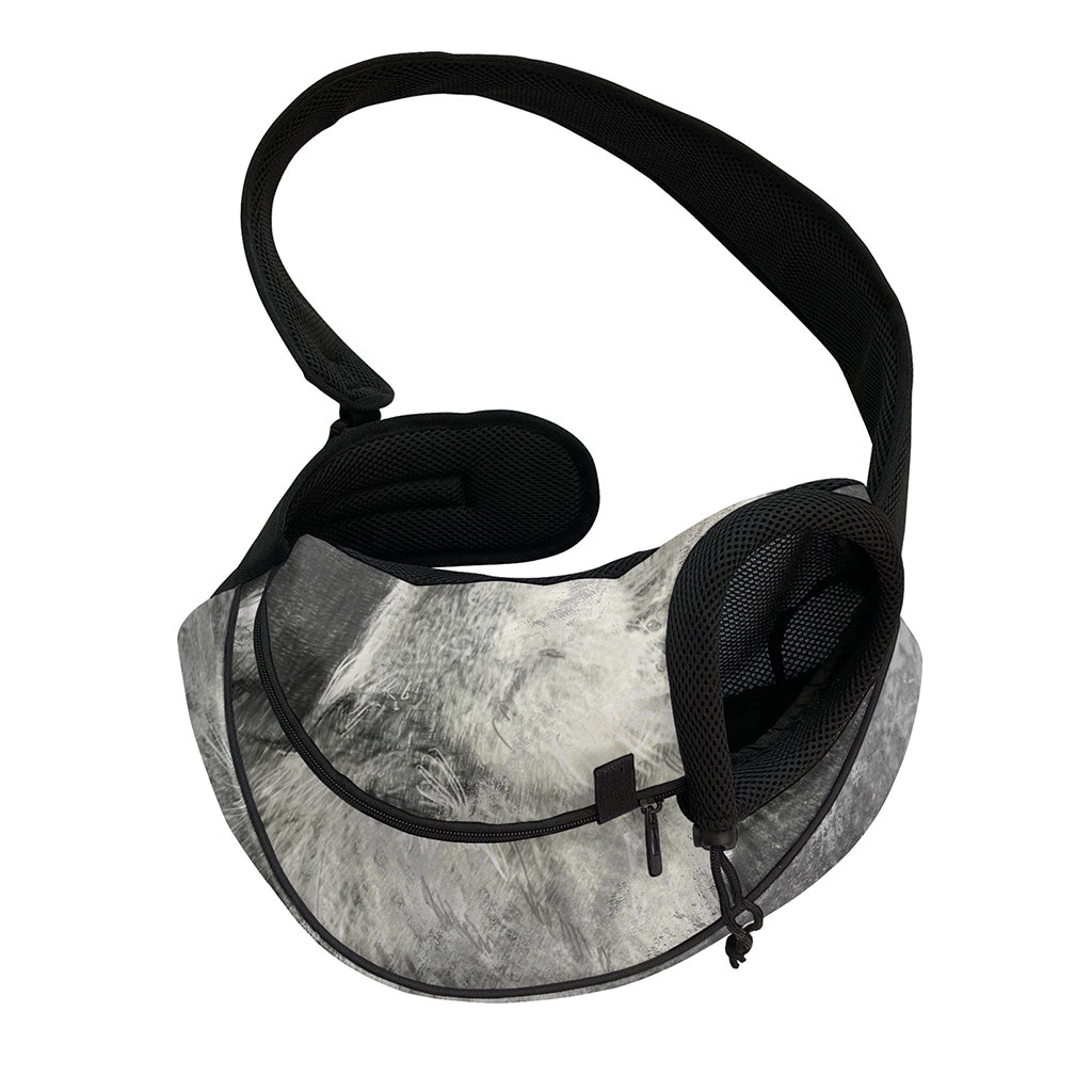 Monochrome Howling Wolf Print Pet Sling Carrier